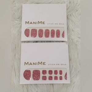 ManiMe Pink Glitter Stick-On Gels - Matching set for Manicure and Pedicure